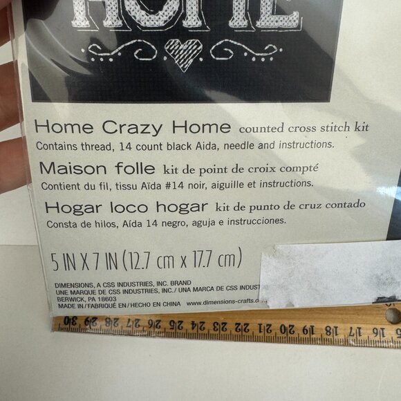 Dimensions Counted Cross Stitch Kit Home Crazy Home Funny 5x7 Black White Decor - Picture 6 of 10